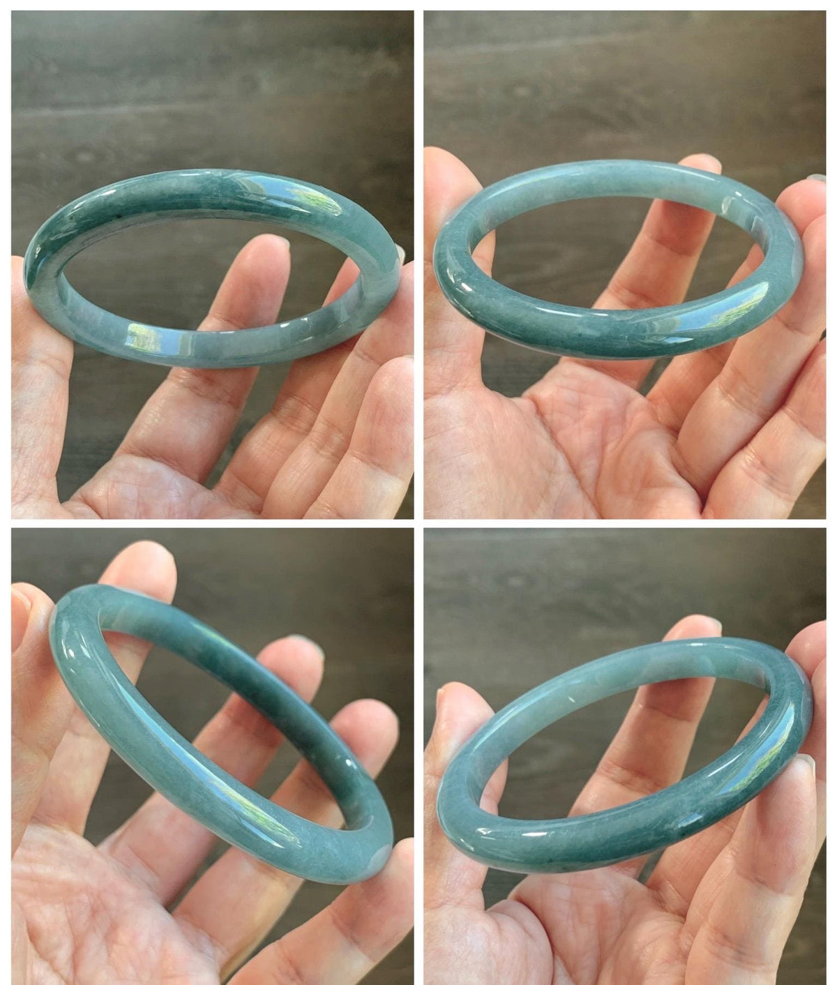 Certified Natural Grade A Guatemalan Icy Translucent Dark Dusty Blue Jade Jadeite Bangle 59.53mm 7.36” 35g 天然冰危暗蓝翡翠正圈手镯 1220