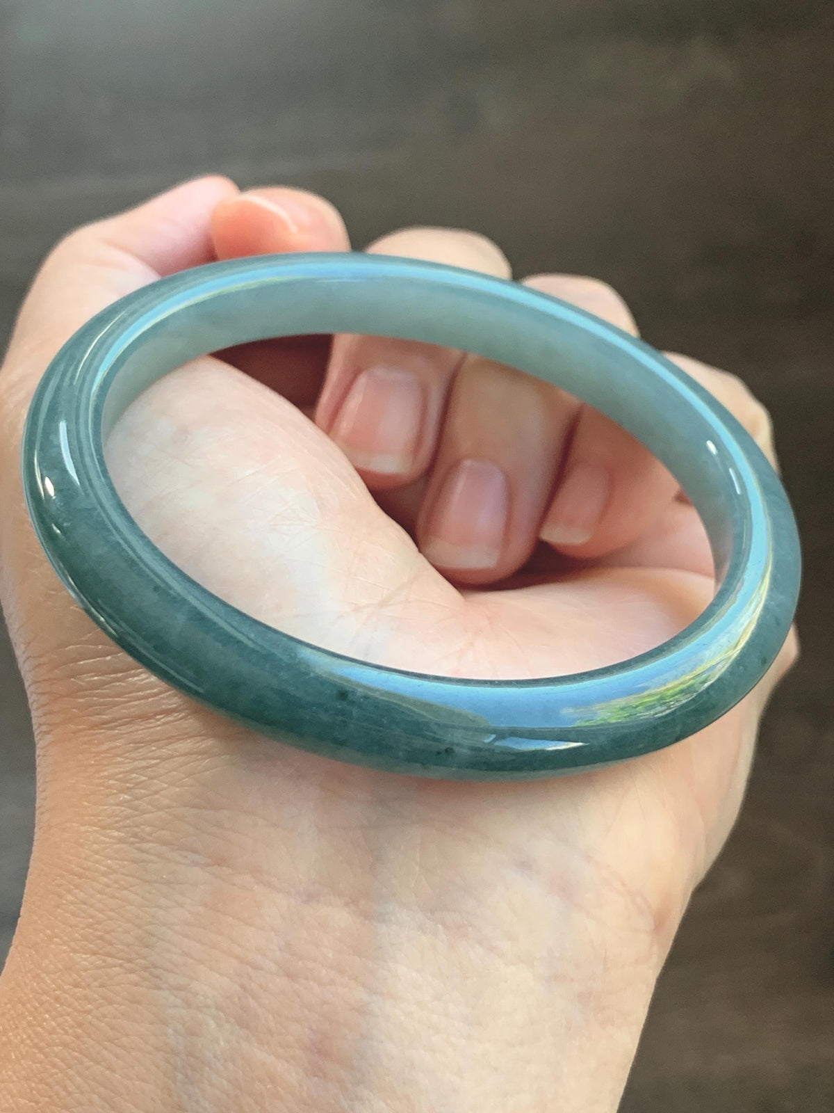 Certified Natural Grade A Guatemalan Icy Translucent Dark Dusty Blue Jade Jadeite Bangle 59.53mm 7.36” 35g 天然冰危暗蓝翡翠正圈手镯 1220