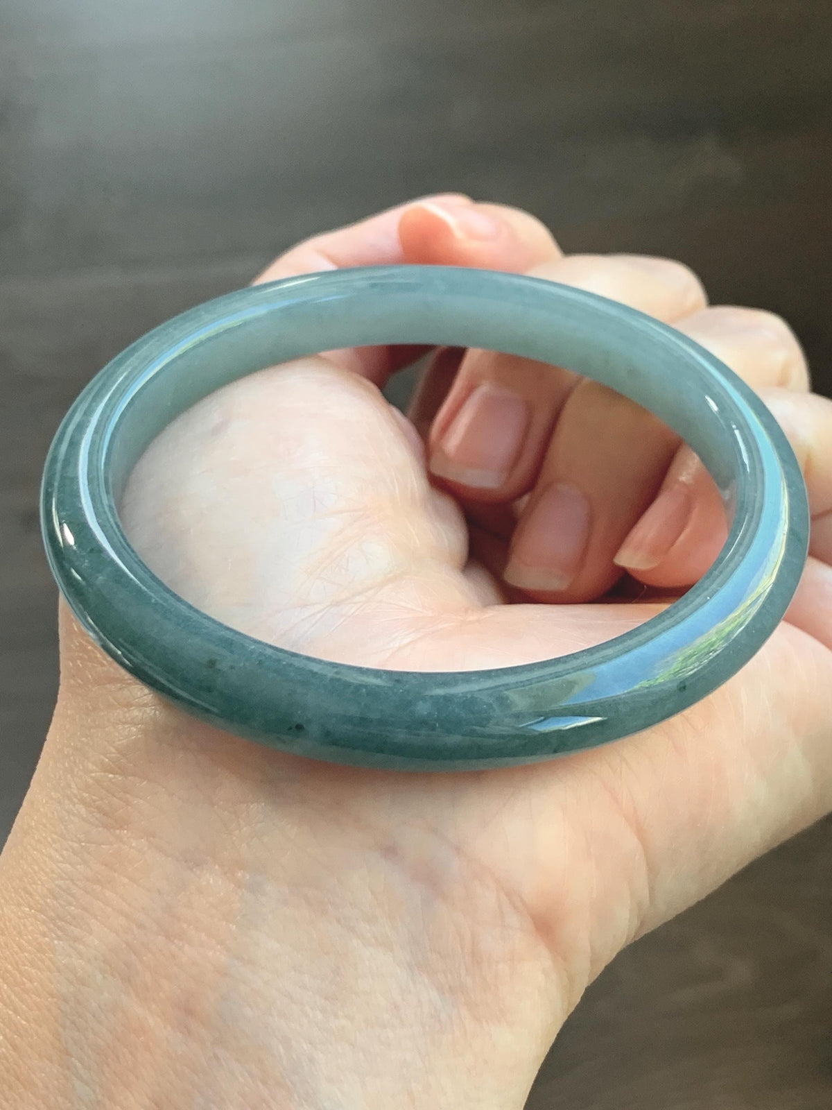 Certified Natural Grade A Guatemalan Icy Translucent Dark Dusty Blue Jade Jadeite Bangle 59.53mm 7.36” 35g 天然冰危暗蓝翡翠正圈手镯 1220