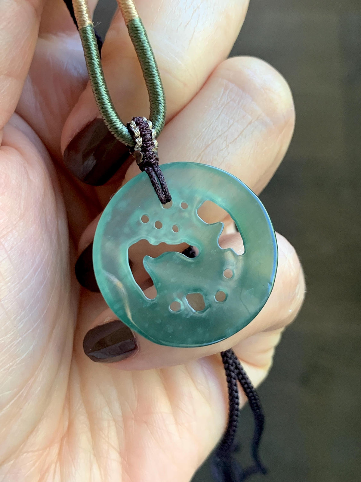 Natural Grade A Guatemalan Icy Translucent Teal Blue Jade Jadeite Deer Pendant Rope Necklace Adjustable 24” 6g 天然危深蓝水飘花翡翠梅花鹿吊坠 WMQ80