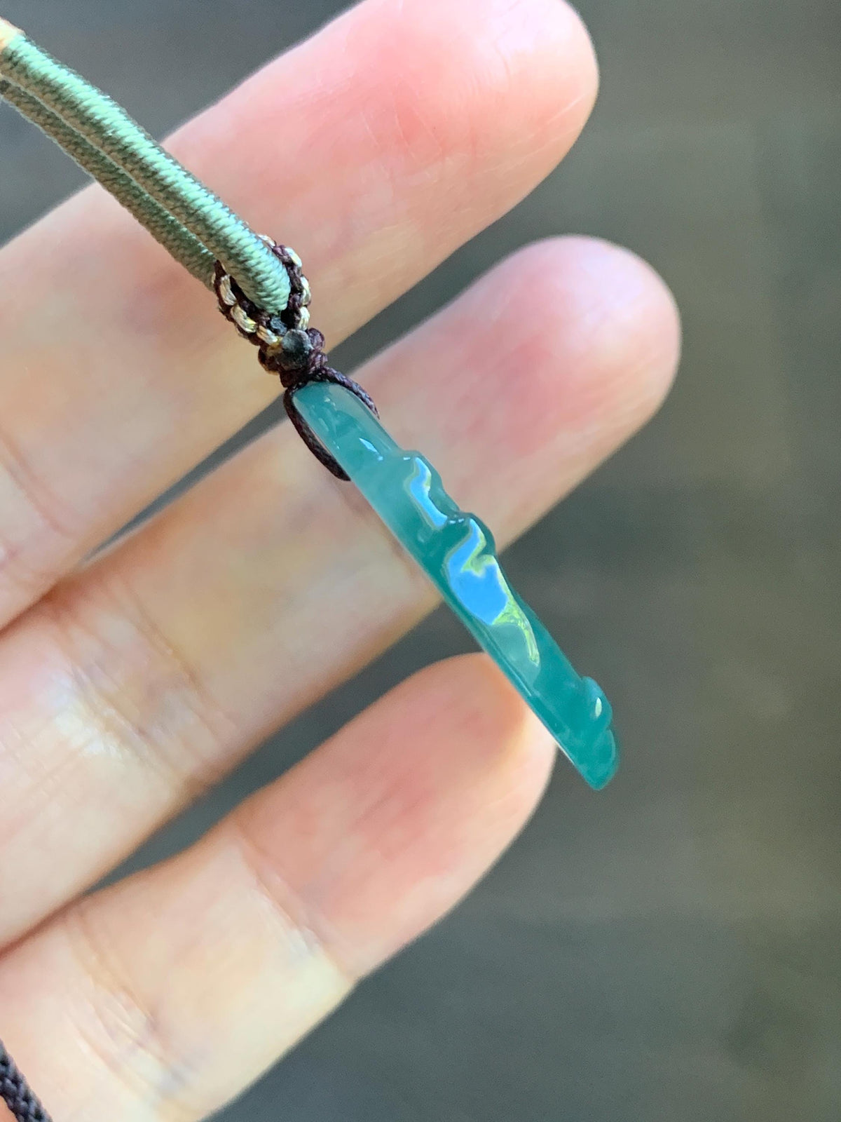 Natural Grade A Guatemalan Icy Translucent Teal Blue Jade Jadeite Deer Pendant Rope Necklace Adjustable 24” 6g 天然危深蓝水飘花翡翠梅花鹿吊坠 WMQ80