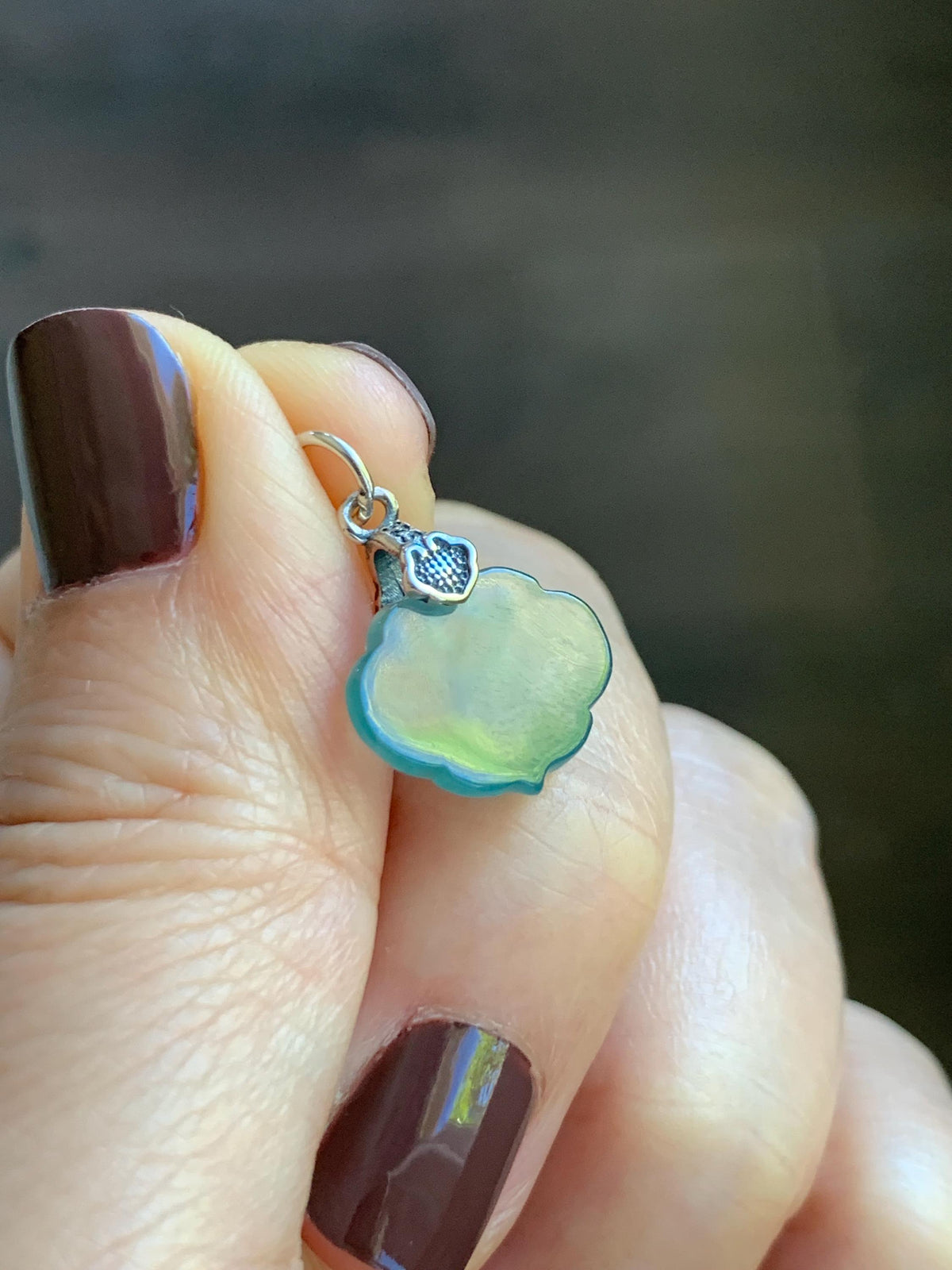 Petite Natural Grade A Guatemalan Icy Highly Translucent Teal Blue Jade Jadeite Ruyi Pendant Sterling Silver 天然冰胶老种危蓝翡翠如意吊坠 WLK180R