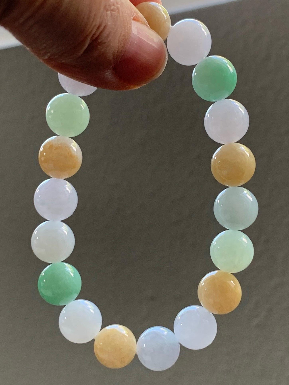 Certified Natural Grade A Icy Highly Translucent Gelatinous Multicolored Jade Jadeite Beads Beaded Bracelet 9.9mm 7” 32g 天然冰胶多宝翡翠手串 1233