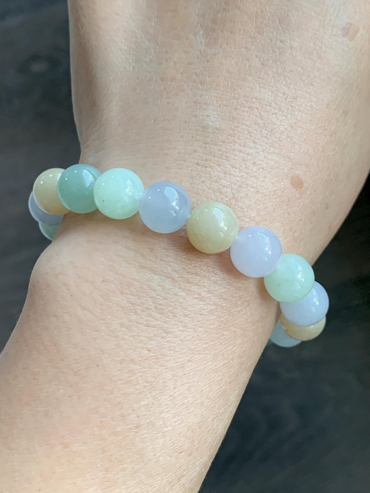 Certified Natural Grade A Icy Highly Translucent Gelatinous Multicolored Jade Jadeite Beads Beaded Bracelet 9.9mm 7” 32g 天然冰胶多宝翡翠手串 1232