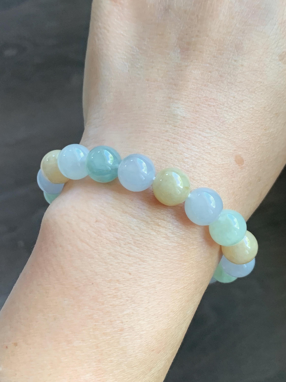Certified Natural Grade A Icy Highly Translucent Gelatinous Multicolored Jade Jadeite Beads Beaded Bracelet 9.9mm 7” 32g 天然冰胶多宝翡翠手串 1232