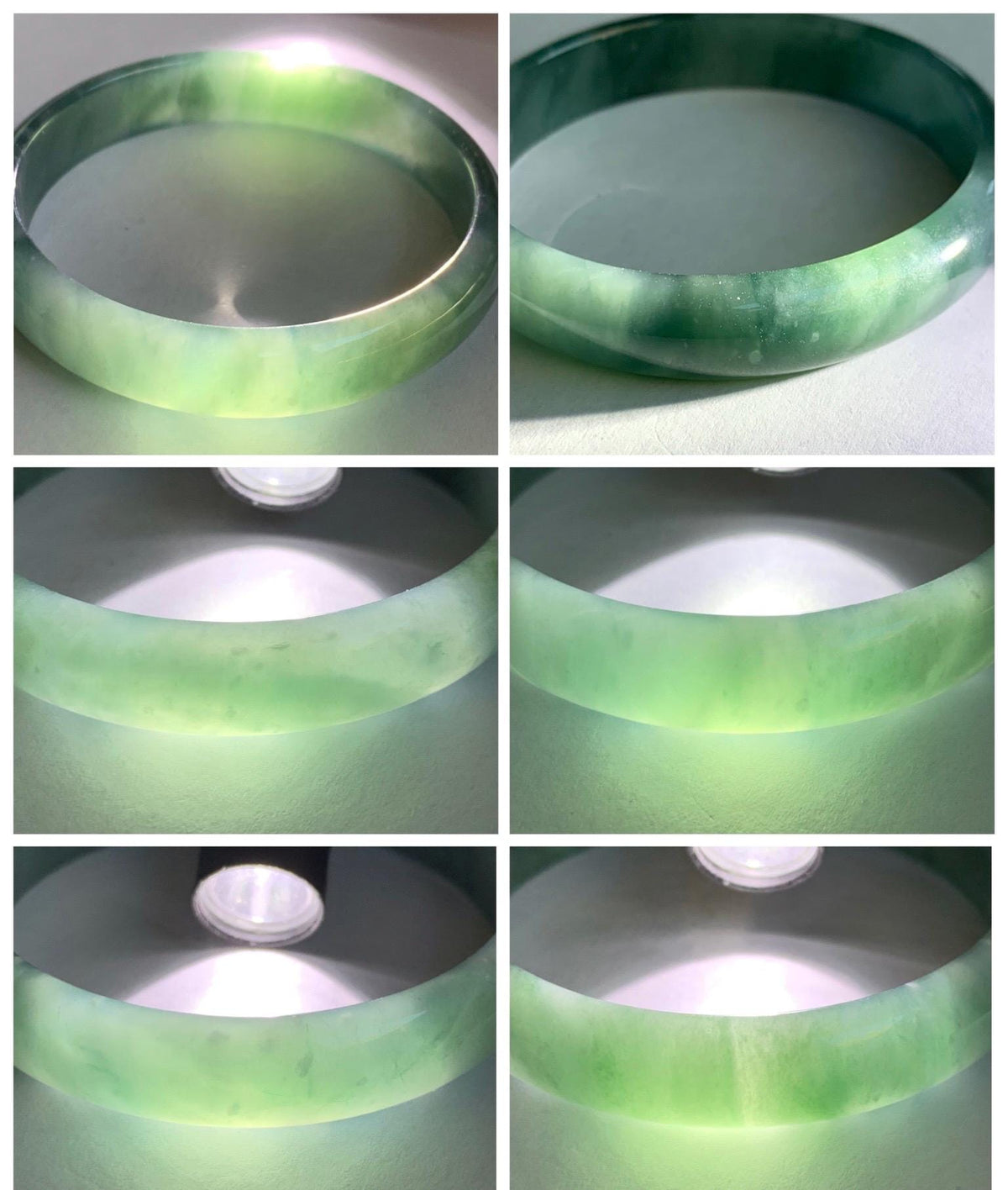 Certified Natural Grade A Guatemalan Icy Highly Translucent Dusty Teal Green Jade Jadeite Wide Bangle 58.75mm 7.26” 38g 天然冰危灰蓝绿翡翠正圈宽版手镯 1224