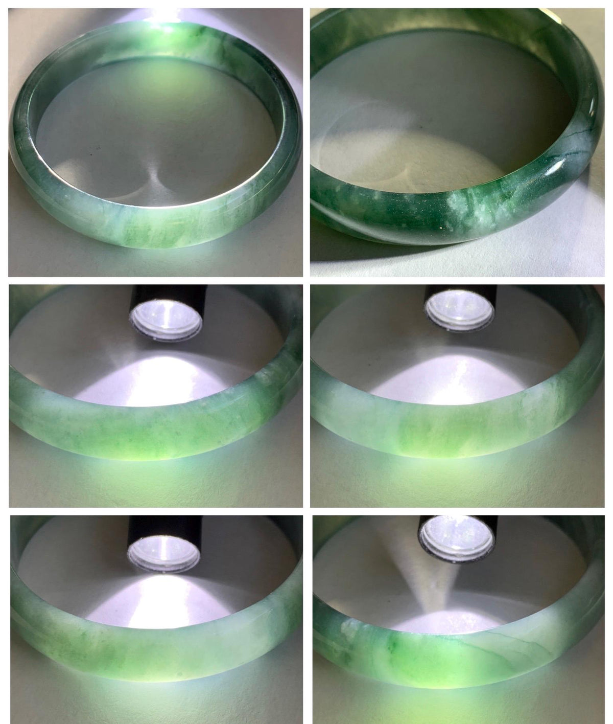 Certified Natural Grade A Guatemalan Icy Highly Translucent Dusty Teal Green Jade Jadeite Wide Bangle 58.73mm 7.26” 36g 天然冰危灰蓝绿翡翠正圈宽版手镯 1225