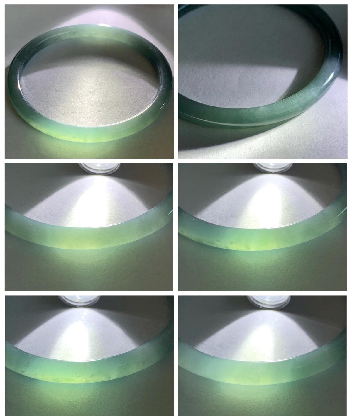 Certified Natural Grade A Guatemalan Icy Translucent Dusty Teal Blue Jade Jadeite Bangle Bracelet 61.19mm 7.56” 23g 天然冰危深蓝绿翡翠圆条手镯 1226