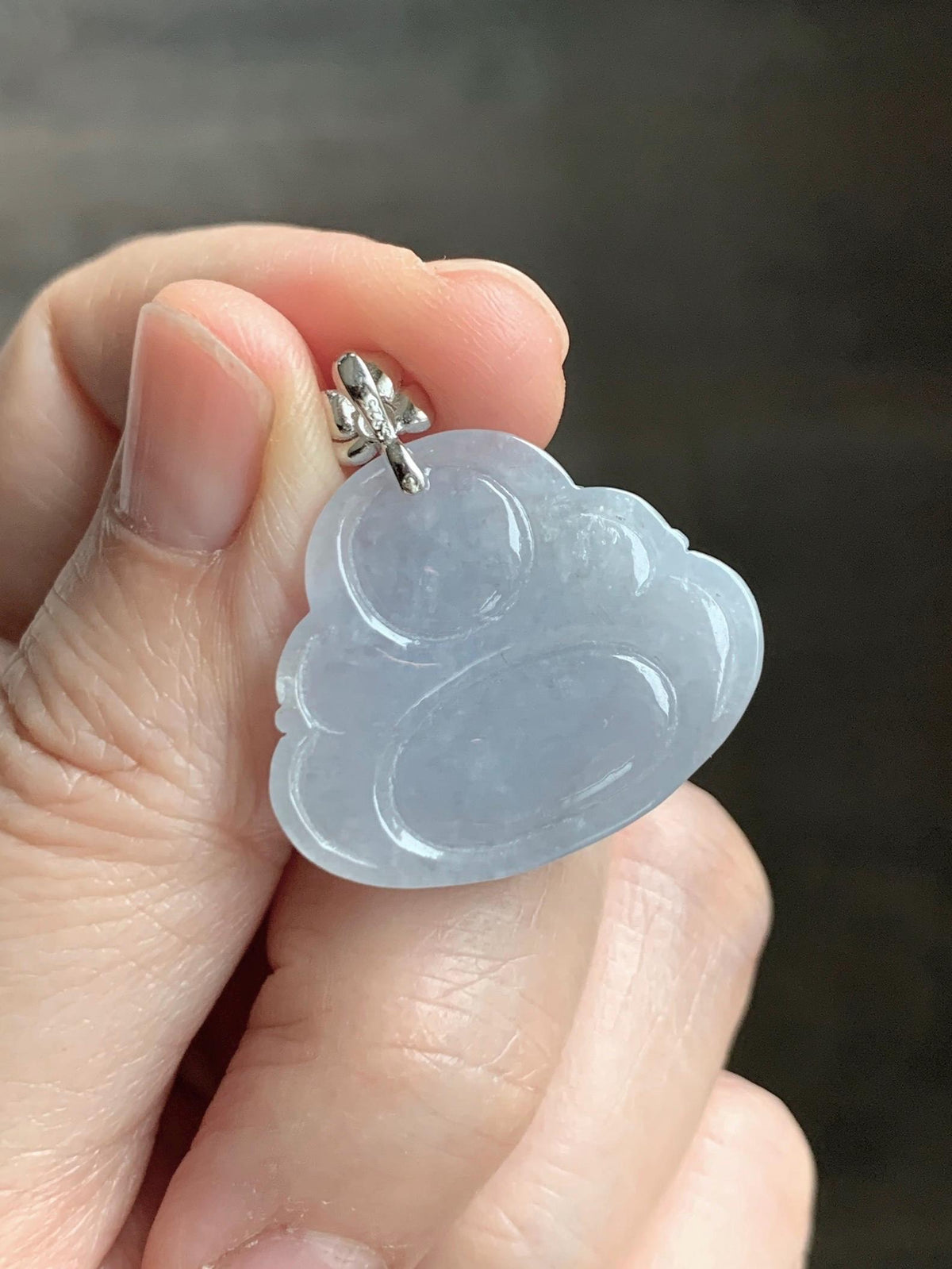 Certified Natural Grade A Icy Translucent Dusty Purplish Blue Jade Jadeite Buddha Pendant Sterling Silver 7.24g 天然冰蓝紫底翡翠佛公银镶吊坠 1163