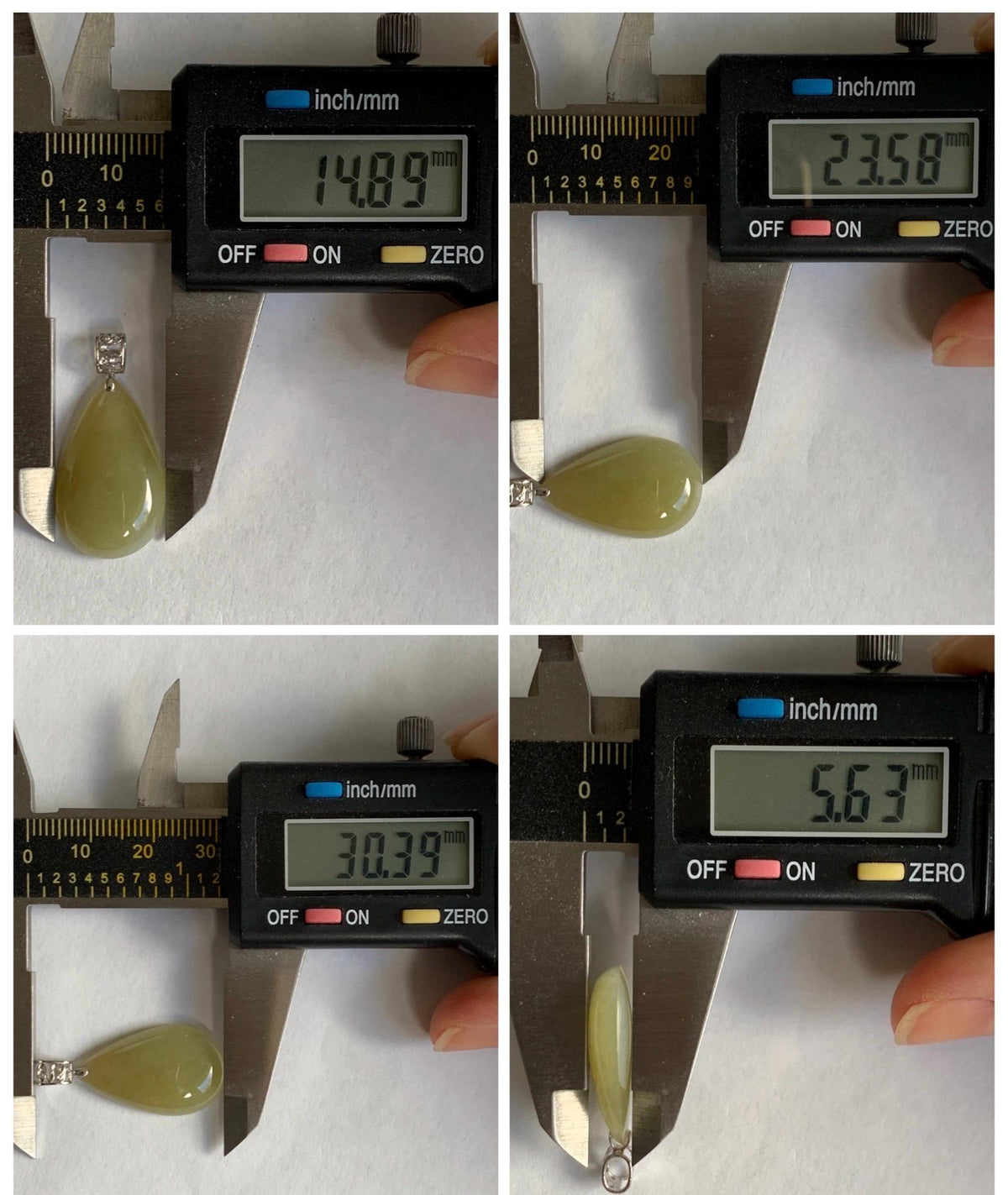 Natural Grade A Icy Translucent Pastel Yellow Jade Jadeite Teardrop Solitaire Pendant Sterling Silver 3g 天然冰淡黄翡翠水滴蛋面吊坠 MDH184A