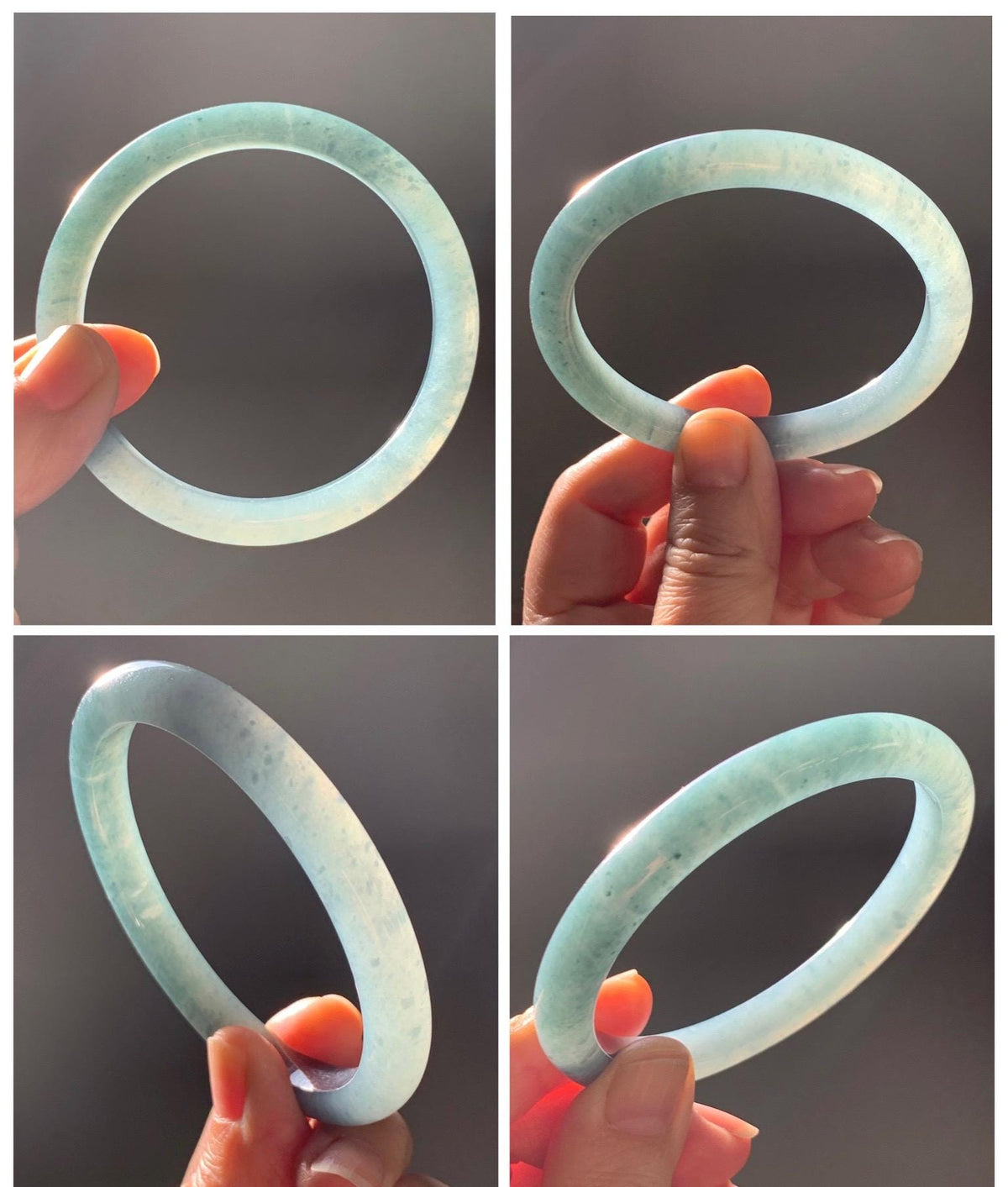 Certified Natural Grade A Guatemalan Icy Translucent Dark Dusty Blue Jade Jadeite Bangle 59.53mm 7.36” 35g 天然冰危暗蓝翡翠正圈手镯 1220