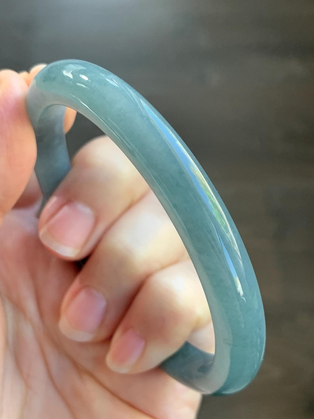 Certified Natural Grade A Guatemalan Icy Translucent Dark Dusty Blue Jade Jadeite Bangle 59.53mm 7.36” 35g 天然冰危暗蓝翡翠正圈手镯 1220