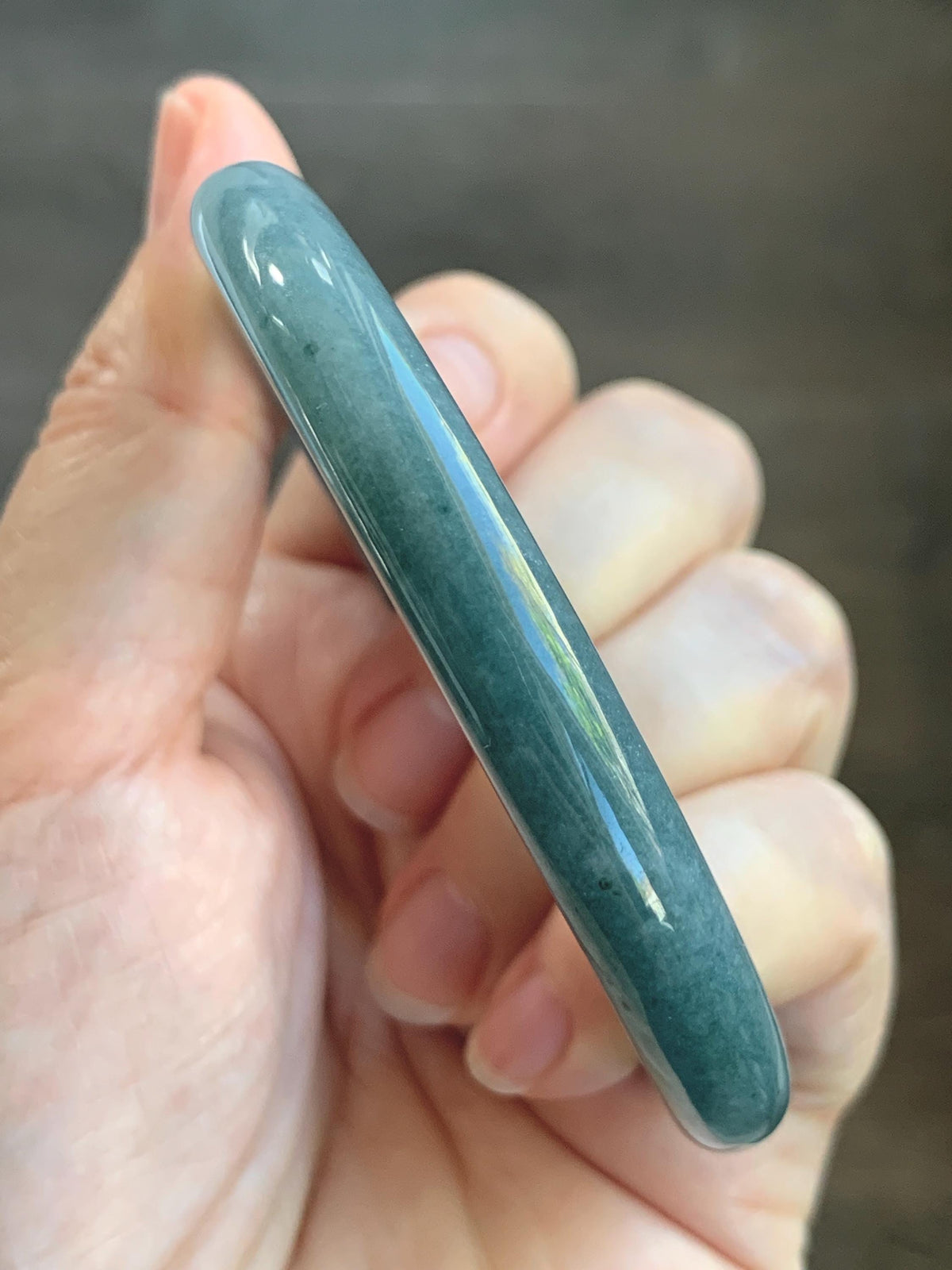 Certified Natural Grade A Guatemalan Icy Translucent Dark Dusty Blue Jade Jadeite Bangle 59.53mm 7.36” 35g 天然冰危暗蓝翡翠正圈手镯 1220