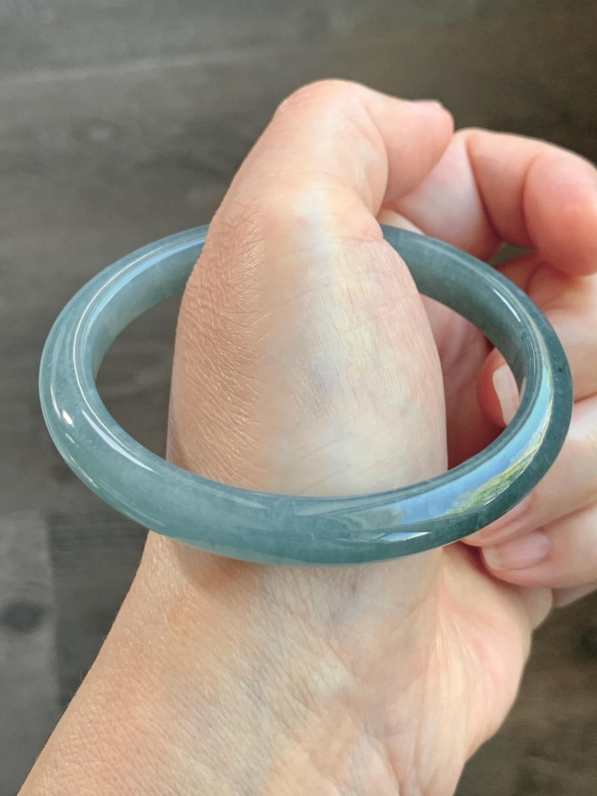 Certified Natural Grade A Guatemalan Icy Translucent Dark Dusty Blue Jade Jadeite Bangle 59.53mm 7.36” 35g 天然冰危暗蓝翡翠正圈手镯 1220