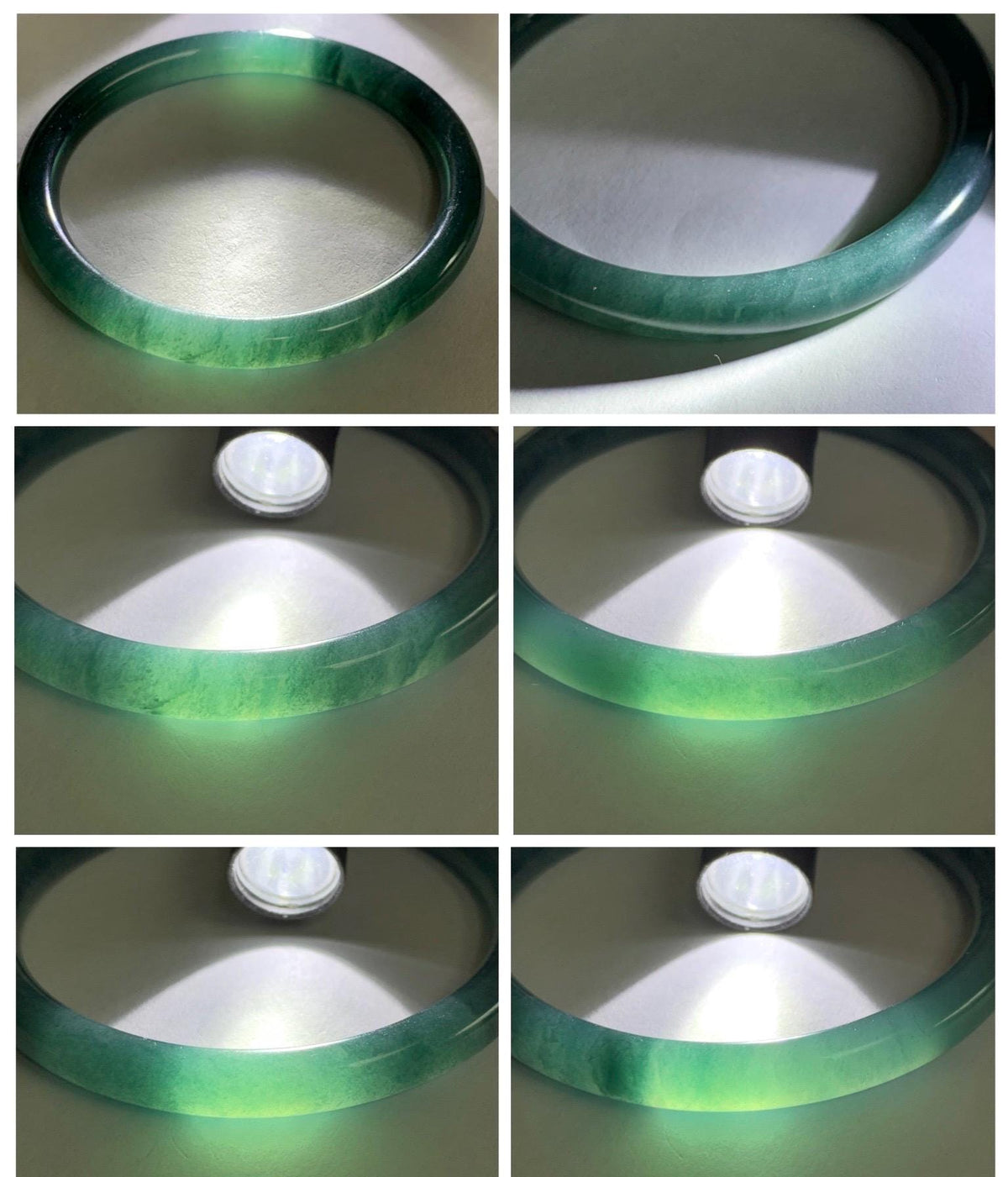 Certified Natural Grade A Guatemalan Icy Translucent Dark Teal Blue Jade Jadeite Bangle Bracelet 61mm 7.54” 30.88g 天然冰危深蓝绿翡翠圆条手镯 1208