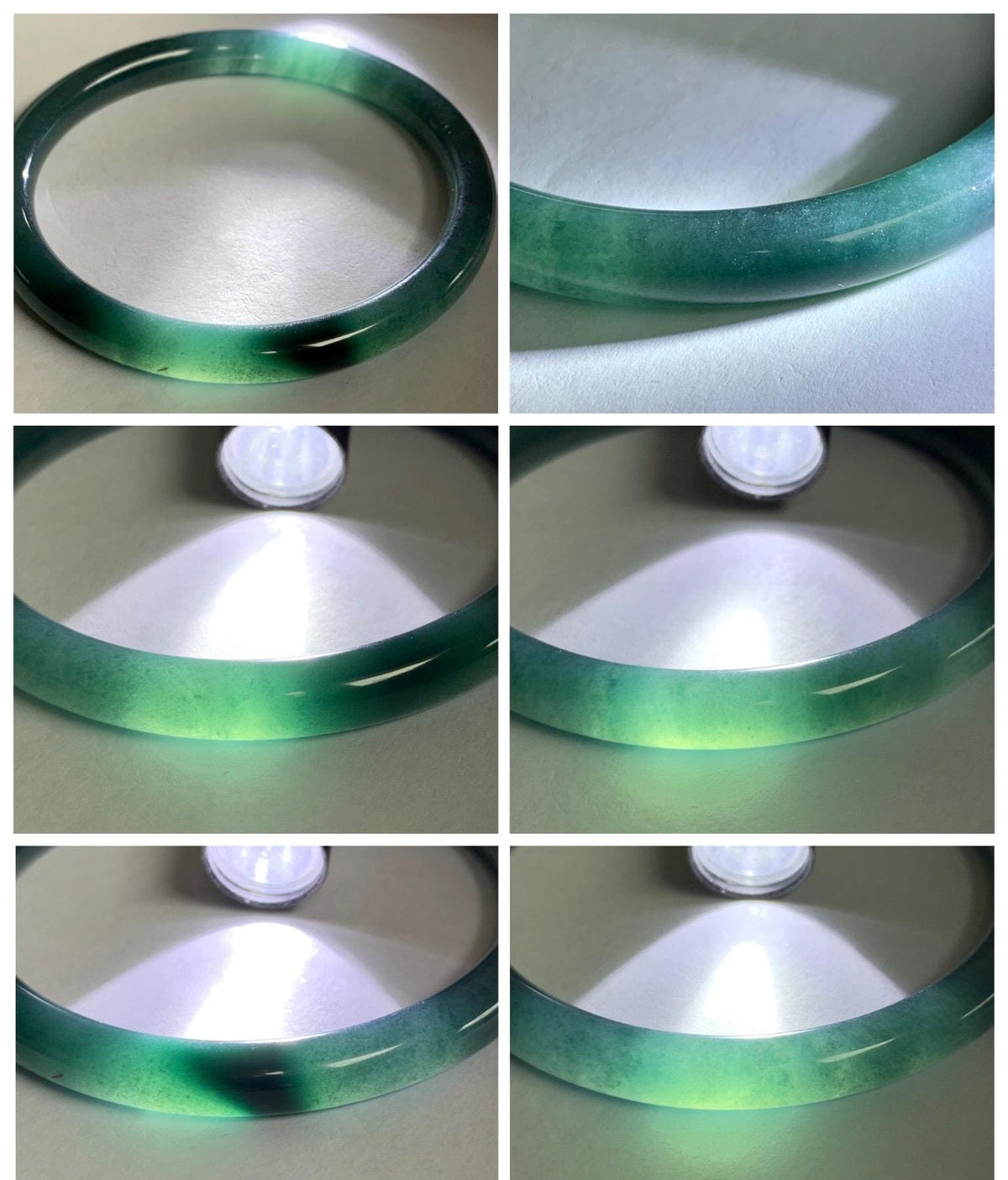 Certified Natural Grade A Guatemalan Icy Translucent Dark Teal Blue Jade Jadeite Bangle Bracelet 61mm 7.53” 29.8g 天然冰危深蓝绿翡翠圆条手镯 1207