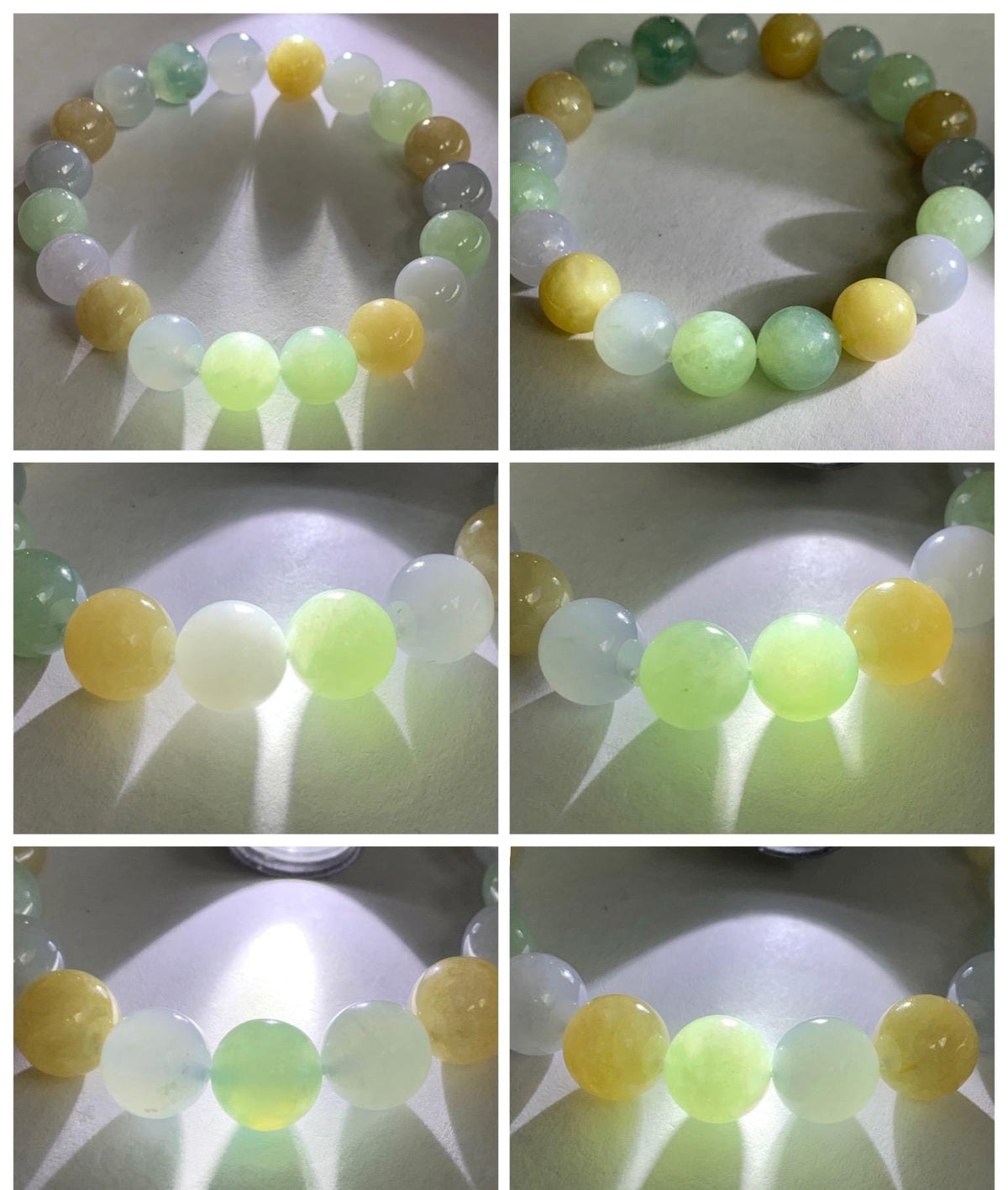 Certified Natural Grade A Icy Highly Translucent Gelatinous Multicolored Jade Jadeite Beads Beaded Bracelet 9.9mm 7” 32g 天然冰胶多宝翡翠手串 1232