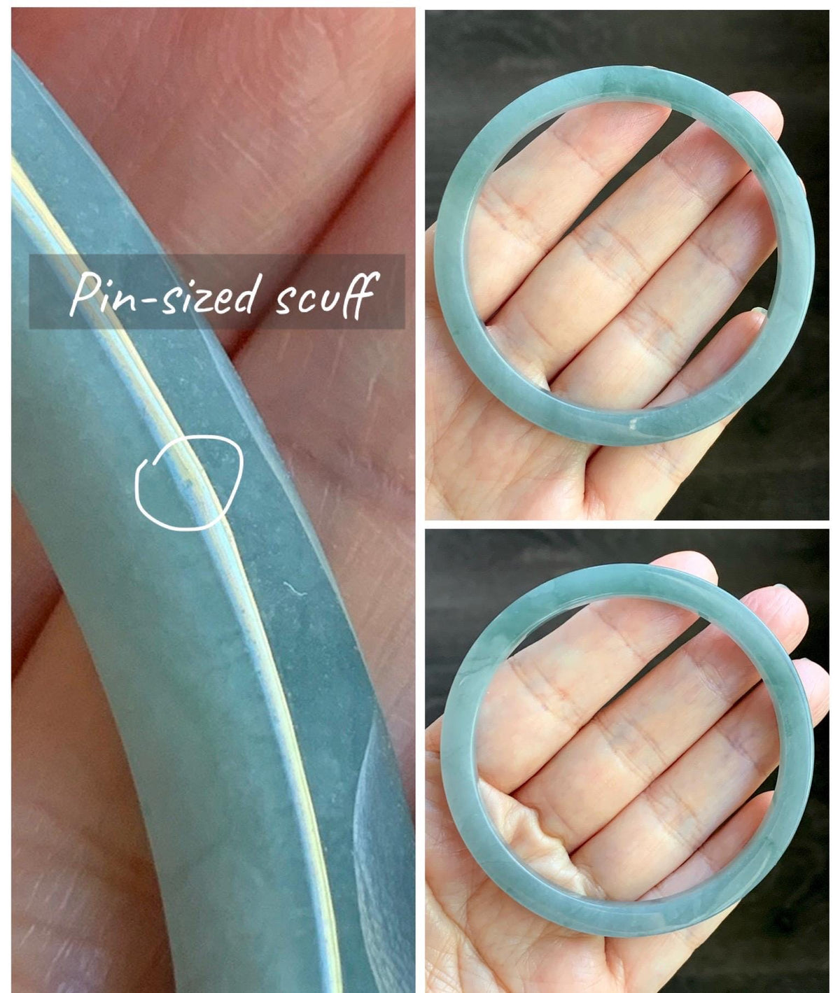 Certified Natural Grade A Guatemalan Icy Translucent Dusty Teal Blue Jade Jadeite Square Edged Bangle 58.74mm 7.26” 25g 天然冰危浅灰蓝翡翠方镯手镯 1194