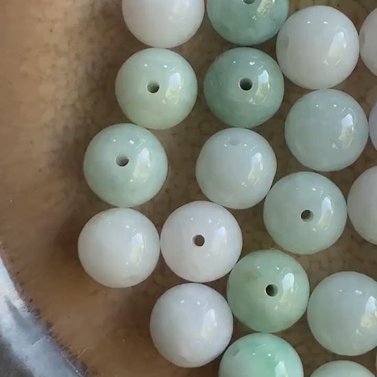 Natural Burmese Grade A Jadeite Loose Beads Translucent Multicolored 30 Large Beads 10mm+ 63g 天然缅甸糯冰多宝马卡龙色翡翠圆珠