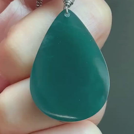 Natural Guatemalan Icy Translucent Gelatinous Intense Teal Blue Jadeite Teardrop Wu Shi Pai Pendant Sterling Silver Bail 19g 天然冰危湖水蓝翡翠素面水滴吊坠