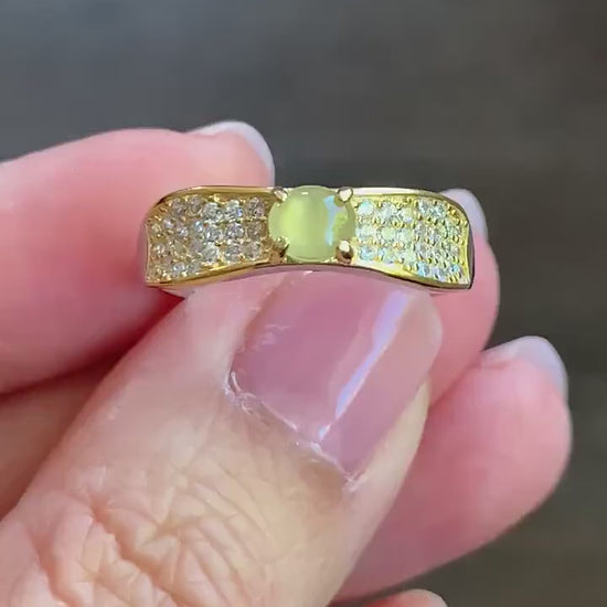 Natural Burmese Icy Highly Translucent Light Yellow Jadeite Ring S925 Sterling Silver 4.4x5mm Size Adjustable 天然缅甸起光冰黄翡翠银镶戒指 MXG66A